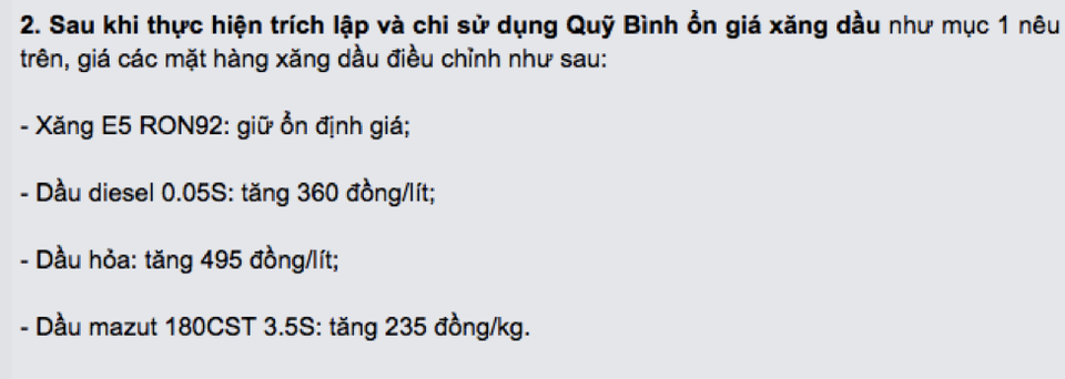 Giá xăng A95 “âm thầm” tăng, người dân chịu thiệt - 1 Thông báo của Liên bộ Tài chính – Công thương trong đợt điều chỉnh xăng dầu hôm 4/1 vừa qua.