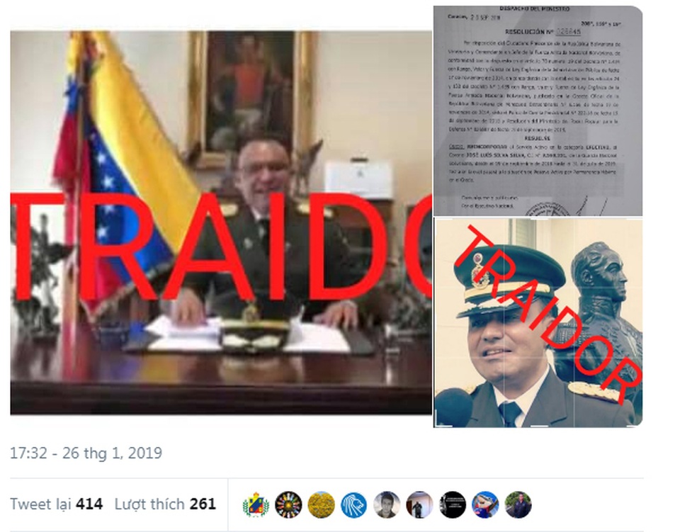 Quan chức quân sự Venezuela tại Mỹ đào tẩu, ủng hộ tổng thống tự phong - 1 Quan chức quân sự Venezuela tại Mỹ đào tẩu, ủng hộ tổng thống tự phong - 1