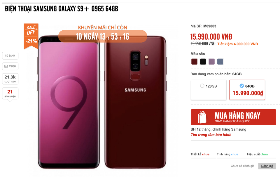 Galaxy S9+ giảm sốc đến 4 triệu đồng trước ngày ra mắt S10 - 1 Galaxy S9+ giảm sốc đến 4 triệu đồng trước ngày ra mắt S10 - 1