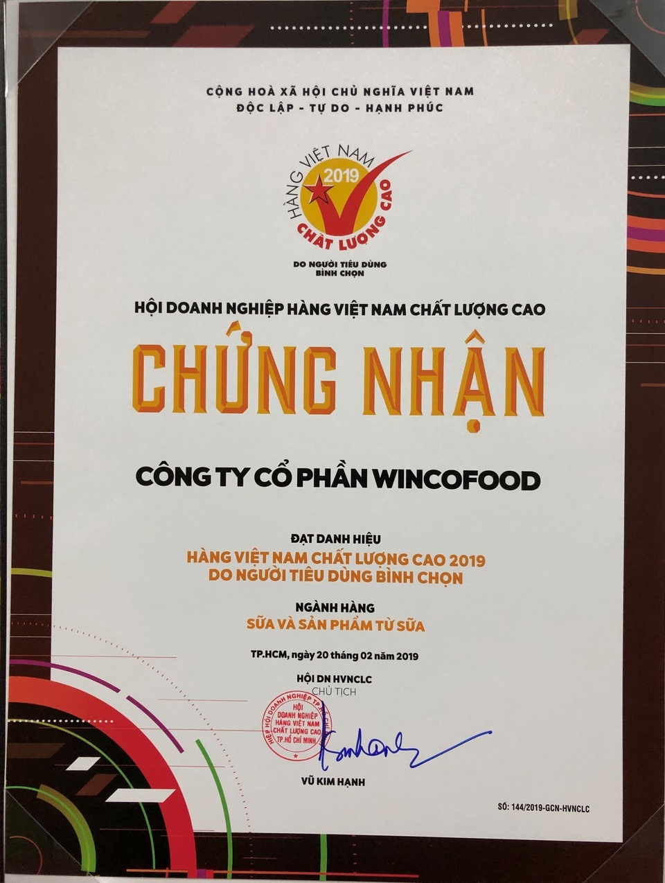Wincofood nhận danh hiệu Hàng Việt Nam chất lượng cao 2019 - 2 Wincofood nhận danh hiệu Hàng Việt Nam chất lượng cao 2019 - 2