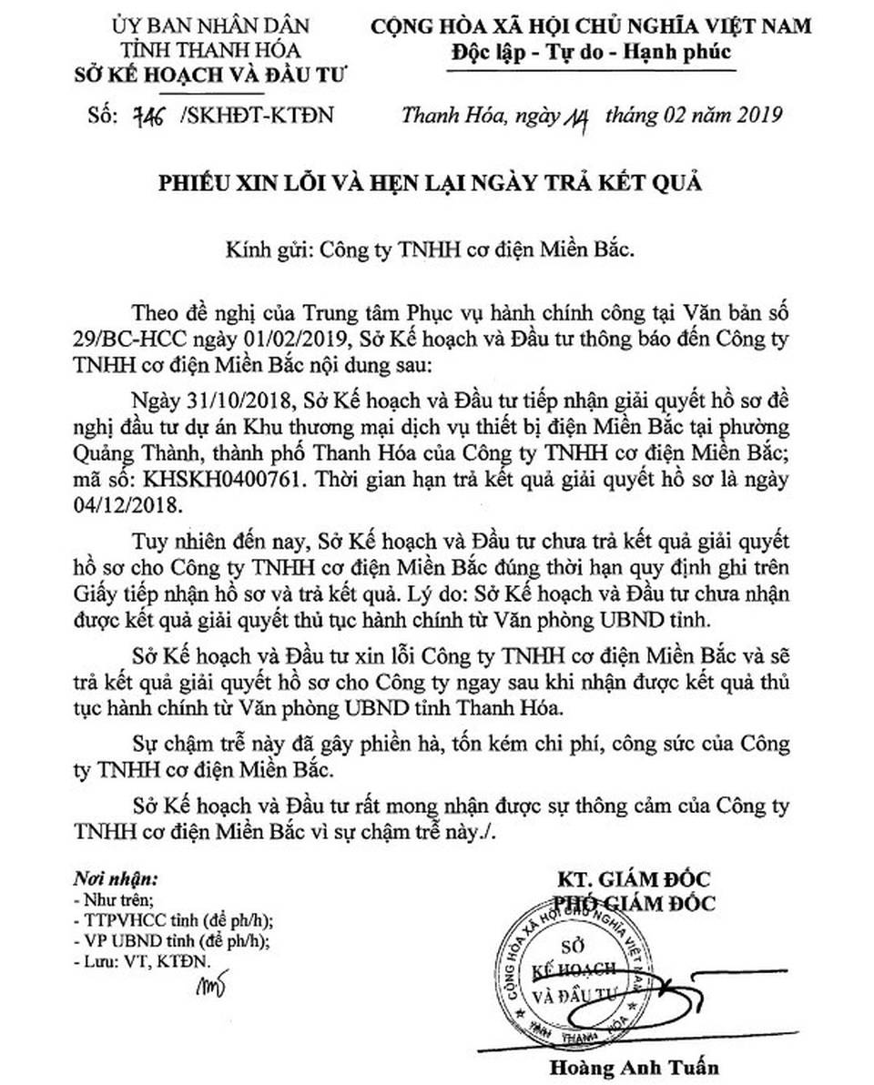 Sở Kế hoạch và Đầu tư Thanh Hóa trễ hẹn... xin lỗi dân - 3 Sở Kế hoạch và Đầu tư Thanh Hóa trễ hẹn... xin lỗi dân - 3