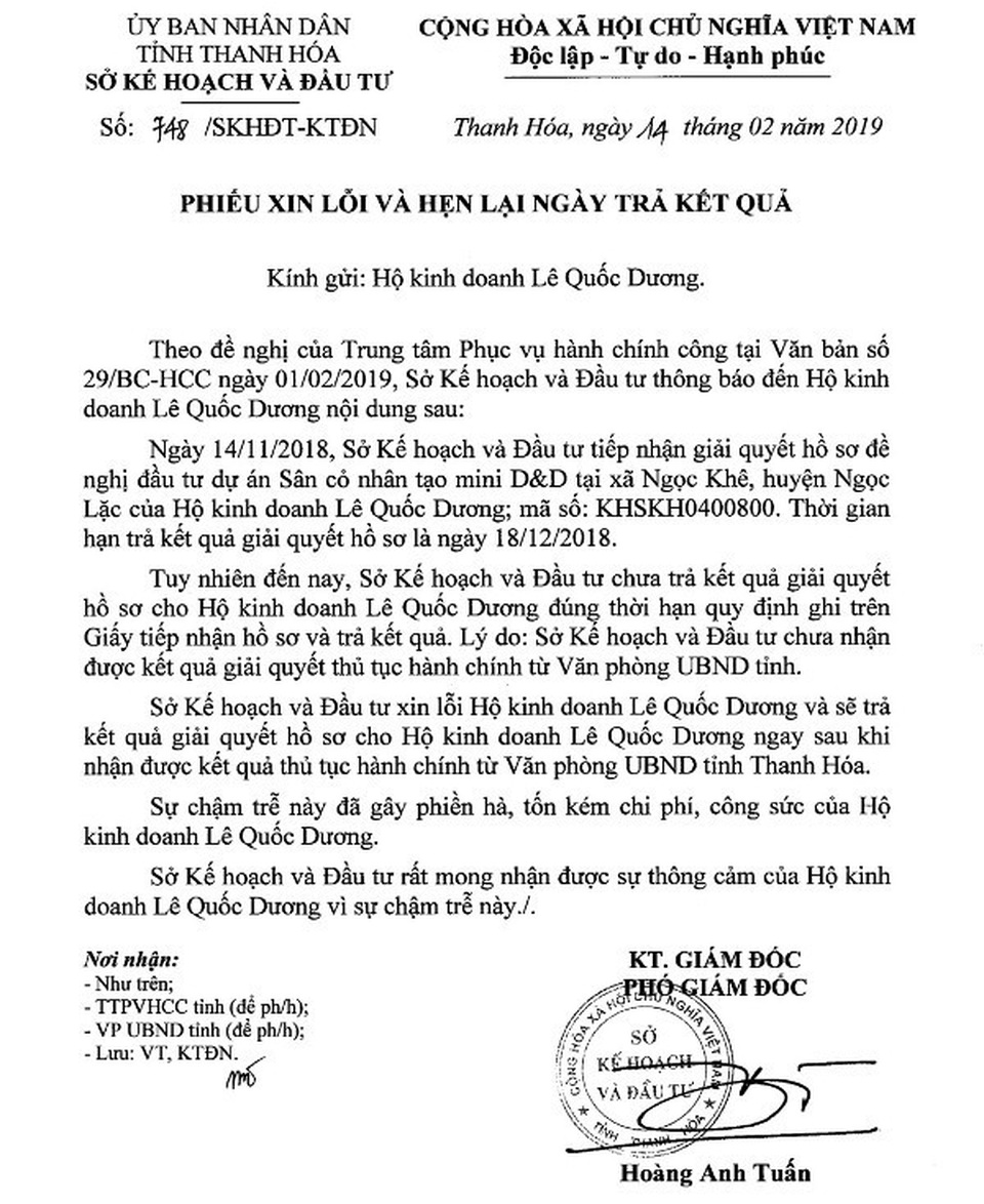 Sở Kế hoạch và Đầu tư Thanh Hóa trễ hẹn... xin lỗi dân - 4 Sở Kế hoạch và Đầu tư Thanh Hóa trễ hẹn... xin lỗi dân - 4