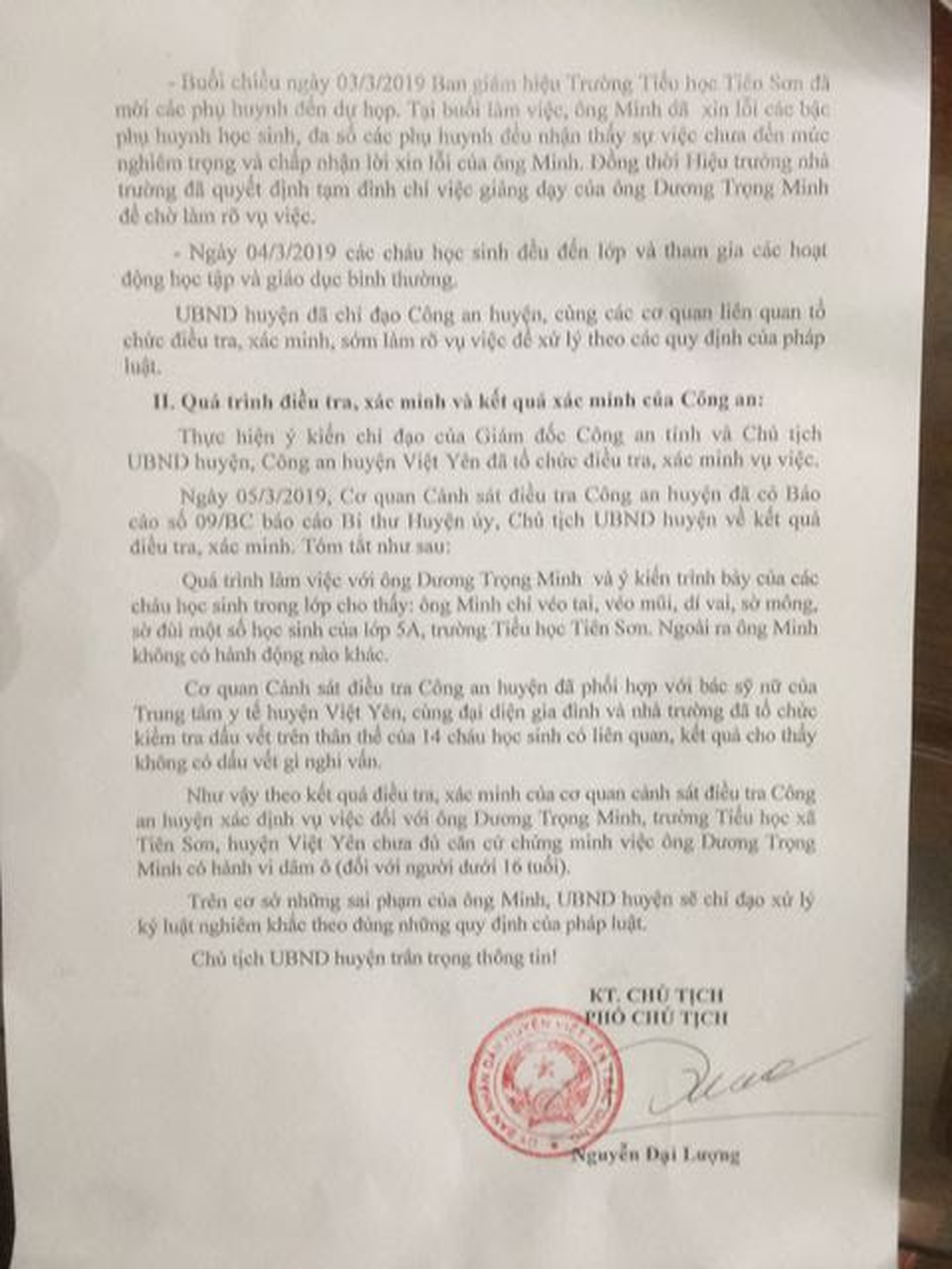 Không đủ căn cứ chứng minh thầy giáo có hành vi dâm ô hàng chục nữ sinh lớp 5 - 2 Không đủ căn cứ chứng minh thầy giáo có hành vi dâm ô hàng chục nữ sinh lớp 5 - 2
