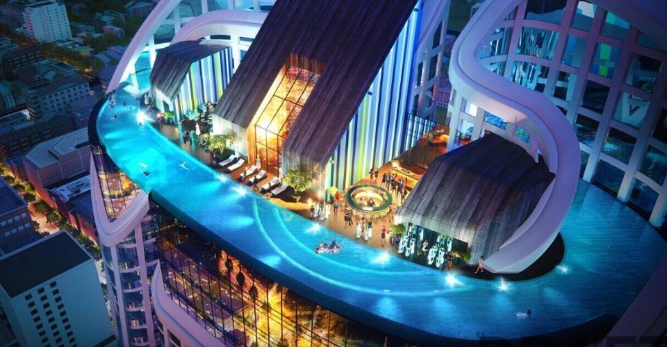 Bể bơi đáy kính được lắp đặt lên tòa tháp 40 tầng bên vịnh Nha Trang - 3 Bể bơi đáy kính được lắp đặt lên tòa tháp 40 tầng bên vịnh Nha Trang - 3