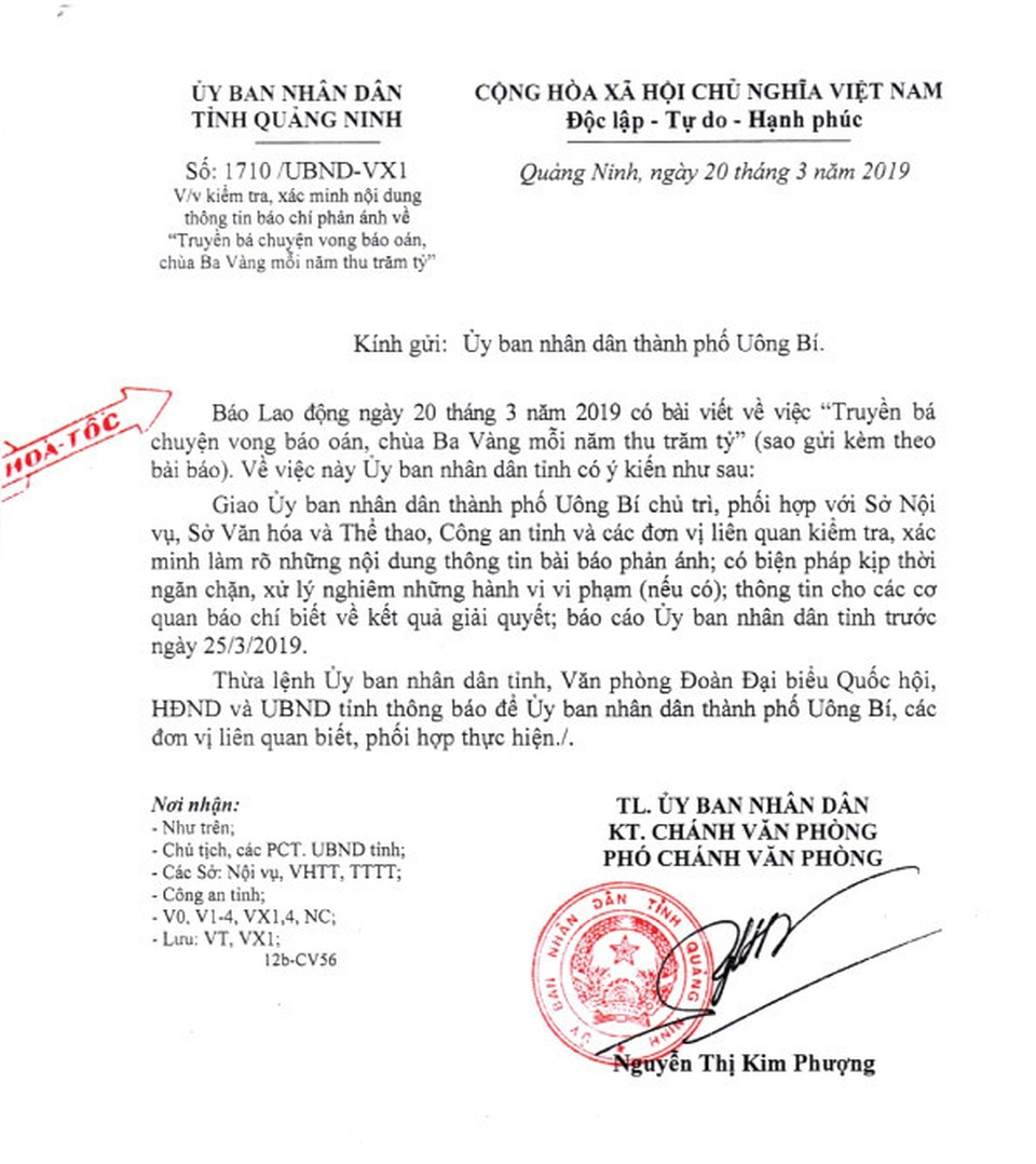 Yêu cầu làm rõ thông tin truyền bá chuyện vong báo oán tại chùa Ba Vàng - 2 Yêu cầu làm rõ thông tin truyền bá chuyện vong báo oán tại chùa Ba Vàng - 2