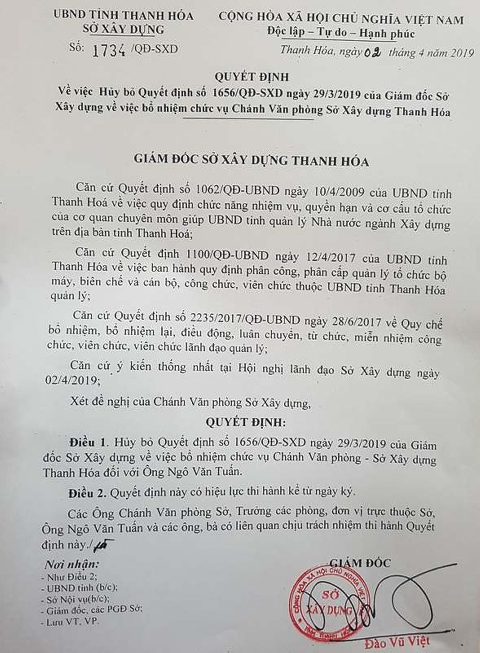 Cựu Phó Chủ tịch Thanh Hóa Ngô Văn Tuấn xin rút khỏi chức Chánh văn phòng sở - 3 Cựu Phó Chủ tịch Thanh Hóa Ngô Văn Tuấn xin rút khỏi chức Chánh văn phòng sở - 3