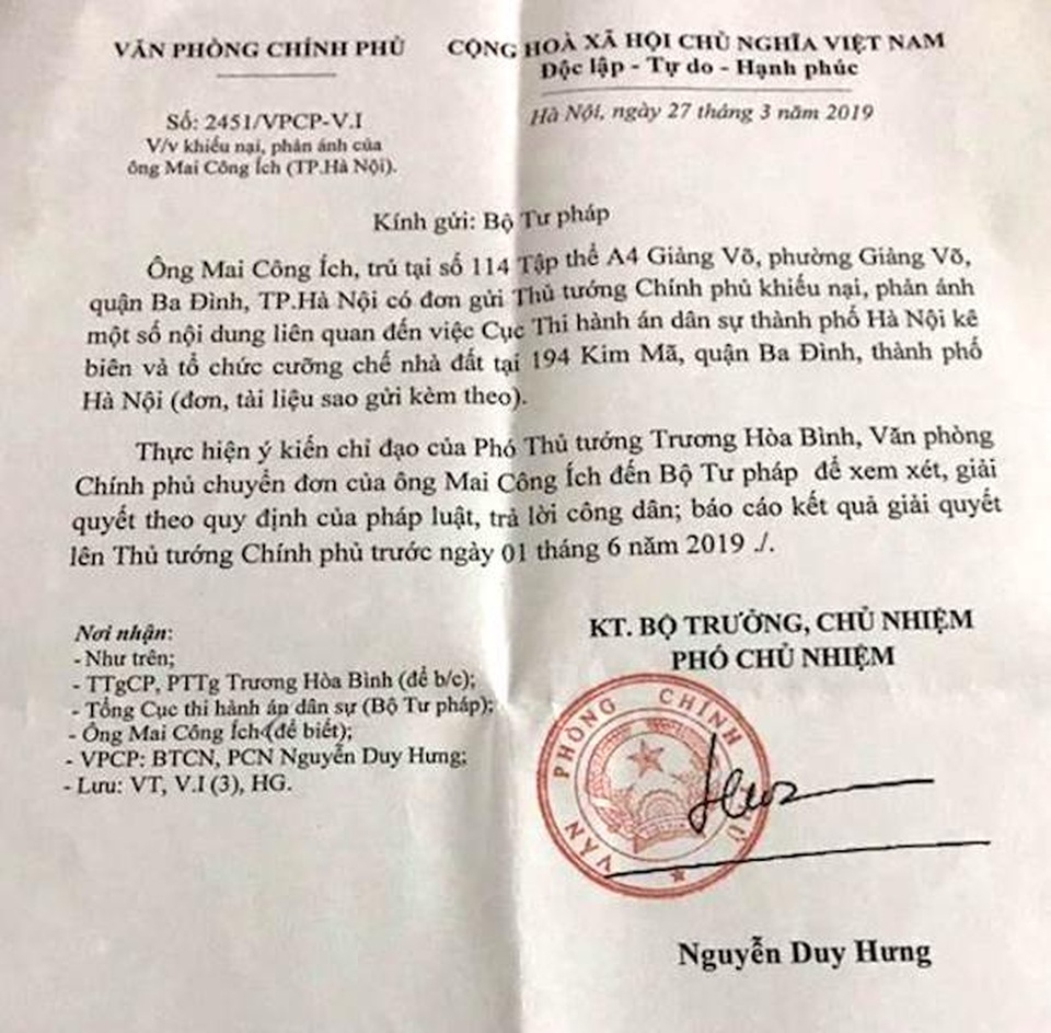 Thụ lý giải quyết tố cáo nguyên Cục trưởng Cục thi hành án dân sự TP Hà Nội - 2