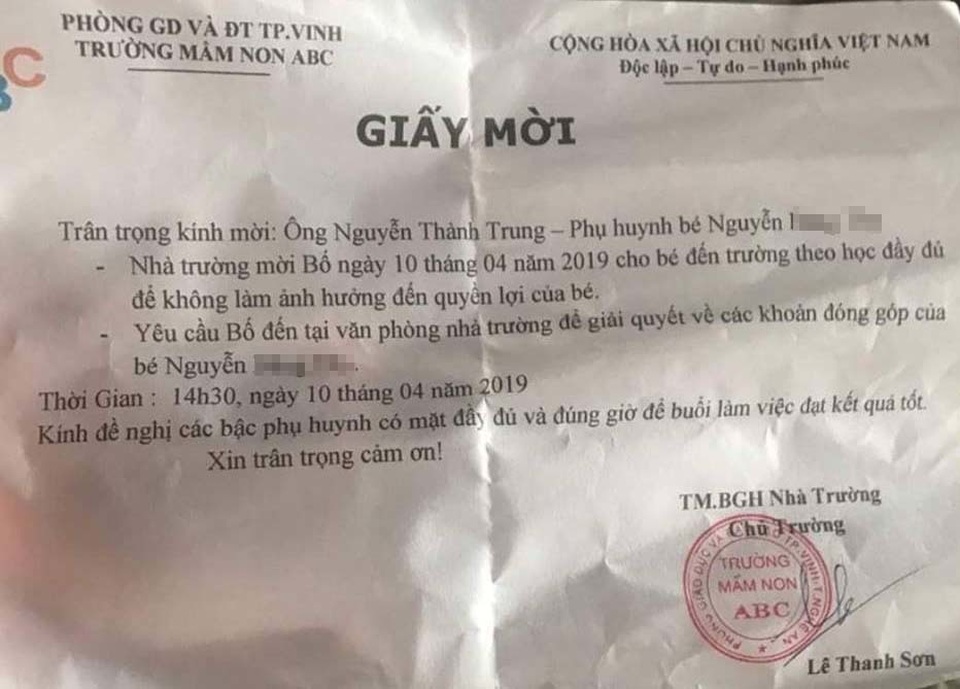 Vụ bé 5 tuổi bị trường thông báo ngừng nhận dạy: Trường mời gia đình đưa bé quay lại học - 2