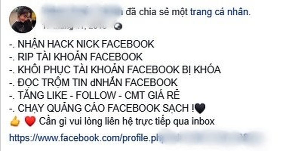 Facebook tuyên bố mạnh tay “trảm” các tài khoản làm dịch vụ hack nick - 1 Facebook tuyên bố mạnh tay “trảm” các tài khoản làm dịch vụ hack nick - 1