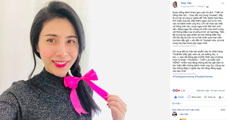 Cộng đồng mạng đồng lòng “thắt nơ hồng trên tóc” vì các nữ bệnh nhân ung thư - 3 Cộng đồng mạng đồng lòng “thắt nơ hồng trên tóc” vì các nữ bệnh nhân ung thư - 3