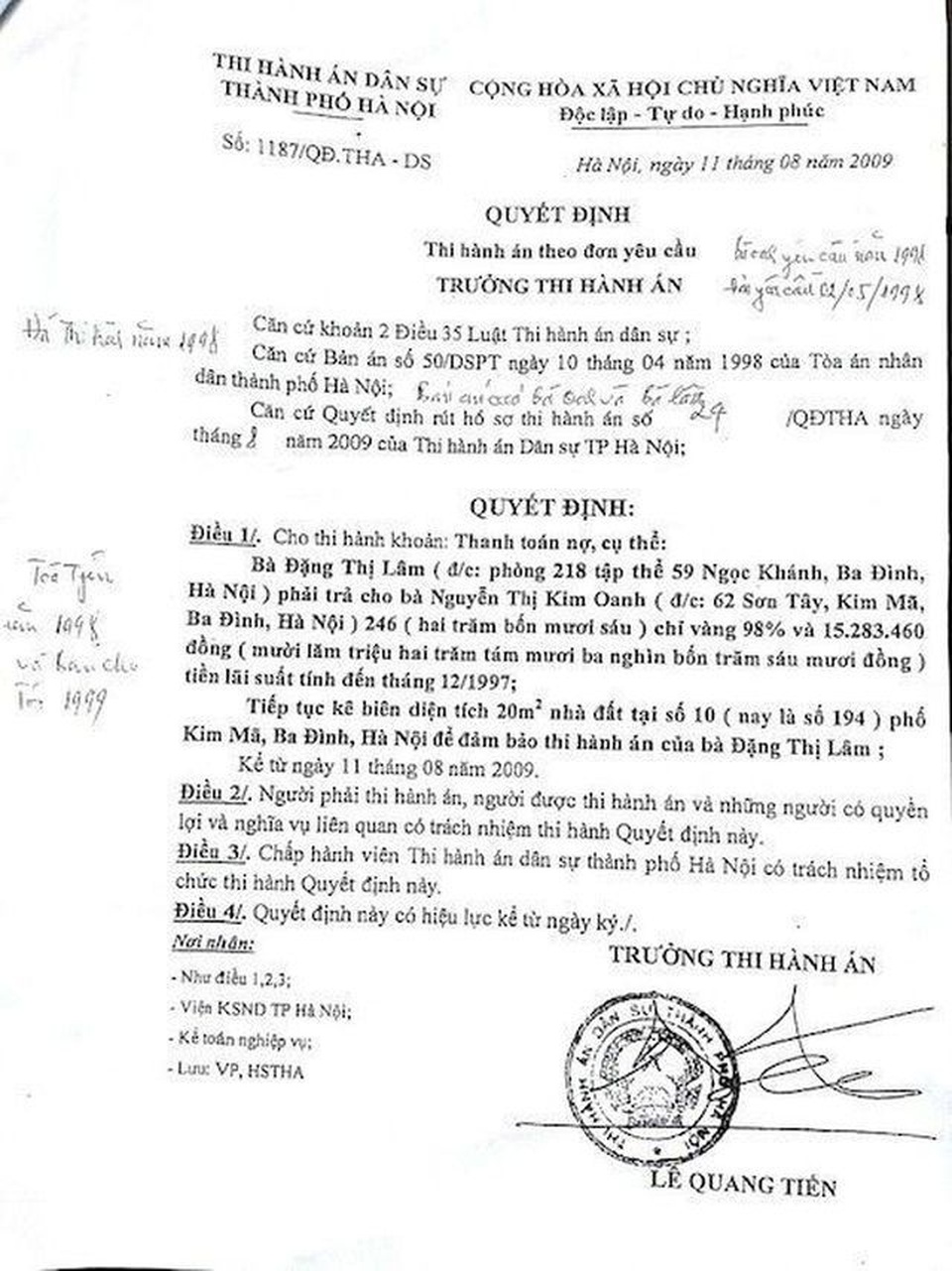 Thứ trưởng Bộ Công an chỉ đạo kiểm tra lại vụ cưỡng chế thi hành án nhà 194 Kim Mã - 3