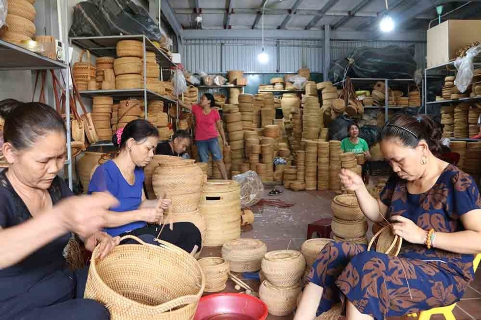 Lộc bình khổng lồ cao hai tầng nhà bằng mây tre đan của nghệ nhân Hà Nội - 12 Lộc bình khổng lồ cao hai tầng nhà bằng mây tre đan của nghệ nhân Hà Nội - 12
