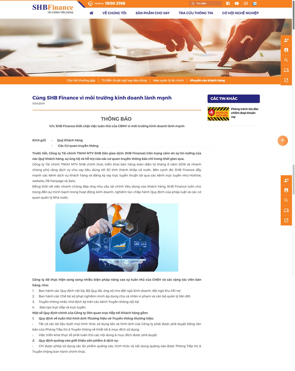 SHB Finance tạo môi trường cho vay tiêu dùng lành mạnh, kiểm soát chặt chẽ việc tuân thủ của nhân viên - 2 SHB Finance tạo môi trường cho vay tiêu dùng lành mạnh, kiểm soát chặt chẽ việc tuân thủ của nhân viên - 2