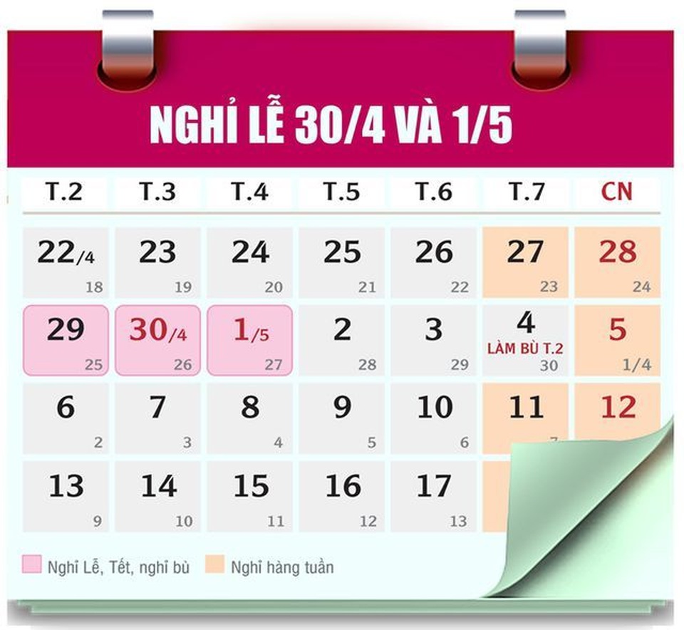 Dịp 30/4 và 1/5: Lịch nghỉ lễ ra sao? - 1 Dịp 30/4 và 1/5: Lịch nghỉ lễ ra sao? - 1