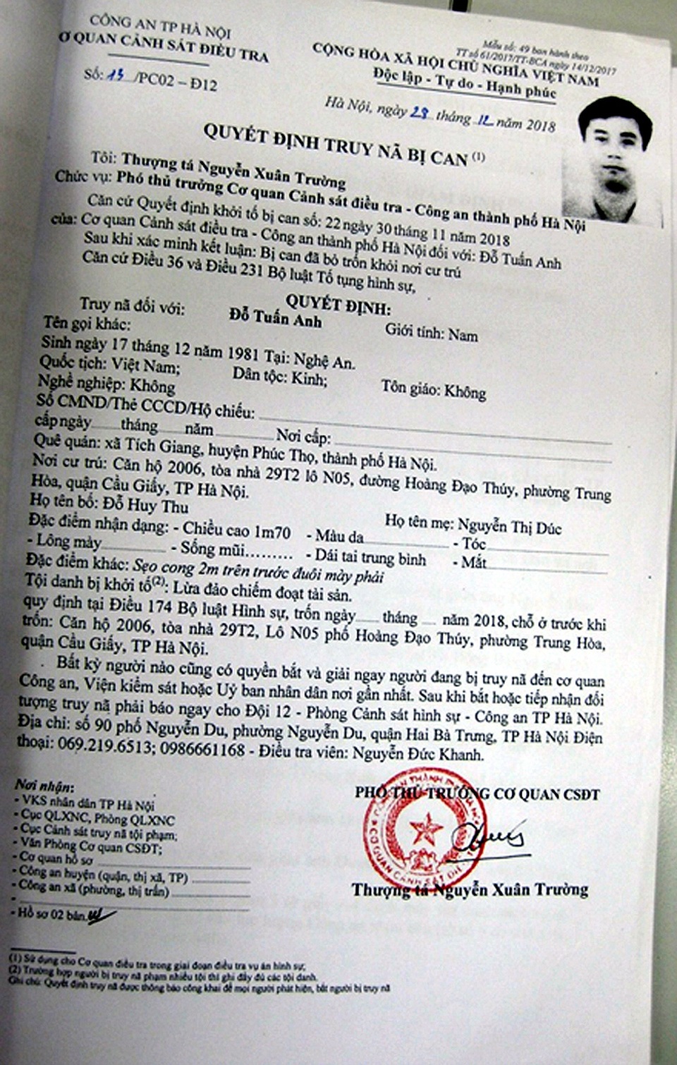 Hà Nội: Truy nã nguyên giảng viên lừa đảo, chiếm đoạt 50 tỷ đồng - 1 Hà Nội: Truy nã nguyên giảng viên lừa đảo, chiếm đoạt 50 tỷ đồng - 1