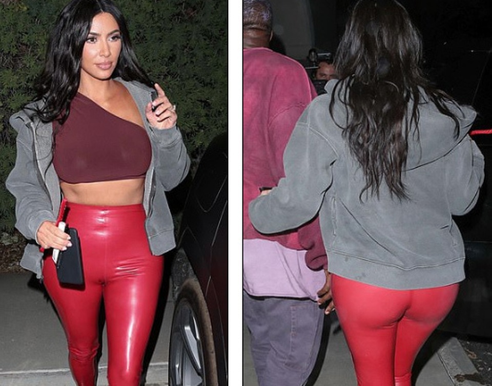 Kim Kardashian khoe dáng nảy nở với quần đỏ ôm sát - 2 Kim Kardashian khoe dáng nảy nở với quần đỏ ôm sát - 2