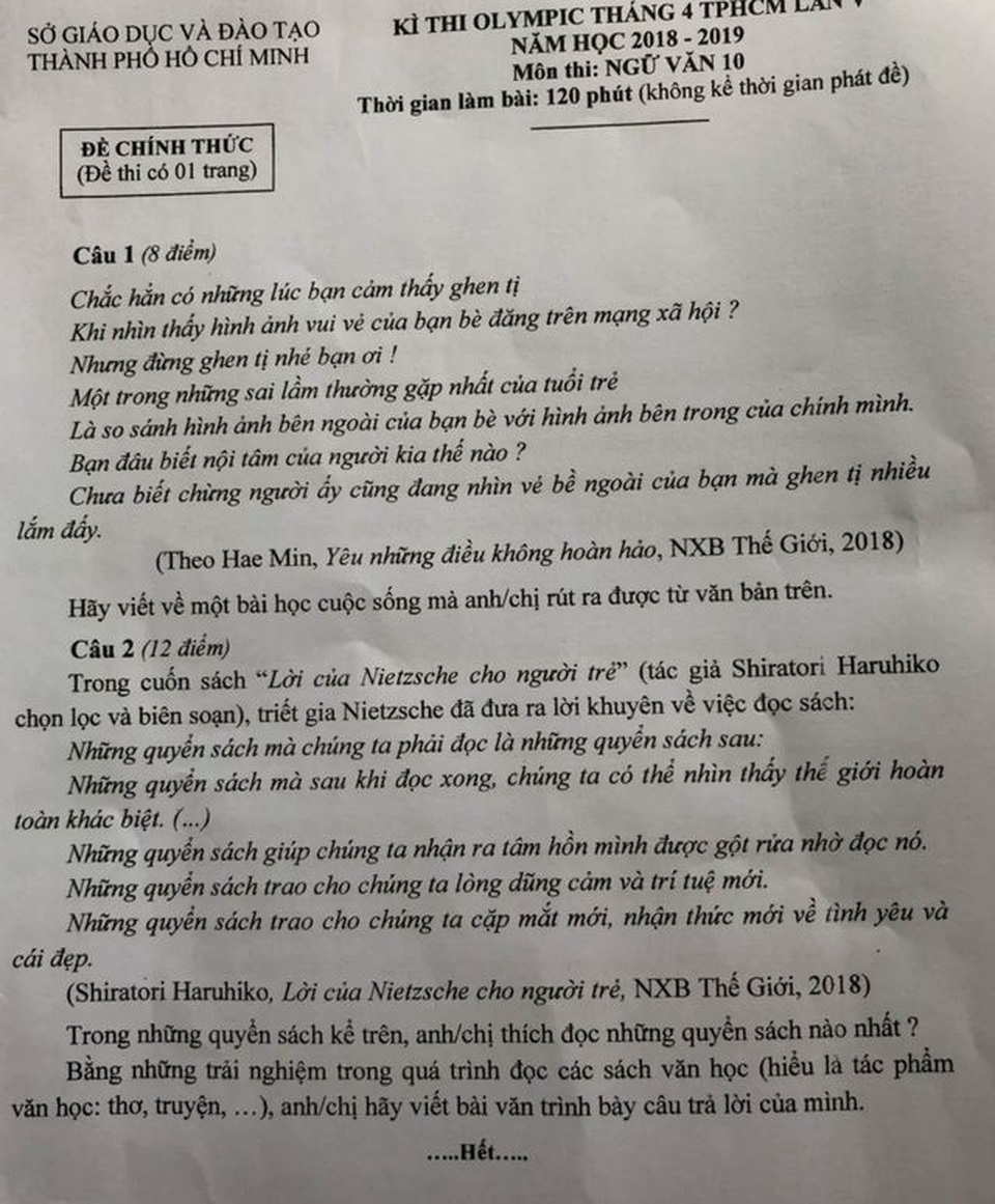 Những đề Văn “lạ” và “chất” của TPHCM - 8 Những đề Văn “lạ” và “chất” của TPHCM - 8
