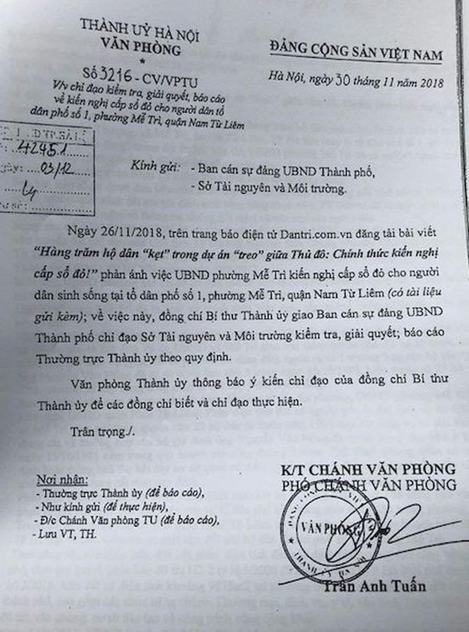 Bí thư thành uỷ Hà Nội chỉ đạo giải quyết kiến nghị của dân, Sở QHKT báo cáo gì? - 1 Bí thư thành uỷ Hà Nội chỉ đạo giải quyết kiến nghị của dân, Sở QHKT báo cáo gì? - 1
