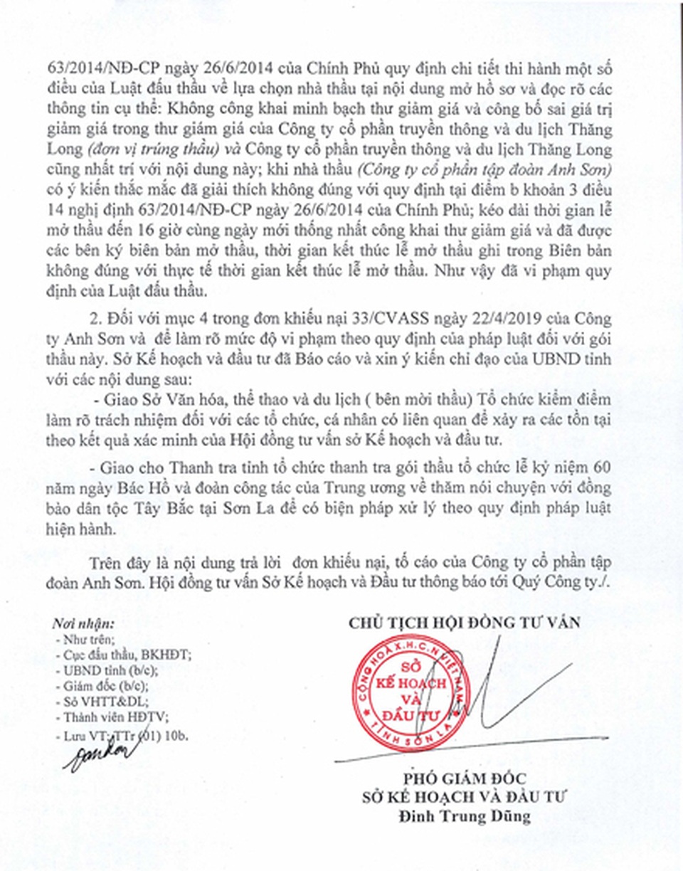 Vụ nữ tổng giám đốc quyết tố thông thầu tại Sơn La: Sở VHTTDL lộ mặt bao che? - 6 Vụ nữ tổng giám đốc quyết tố thông thầu tại Sơn La: Sở VHTTDL lộ mặt bao che? - 6