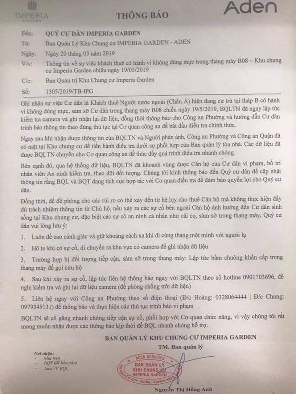 Triệu tập người nước ngoài bị tố sàm sỡ cô gái trong thang máy chung cư - 2