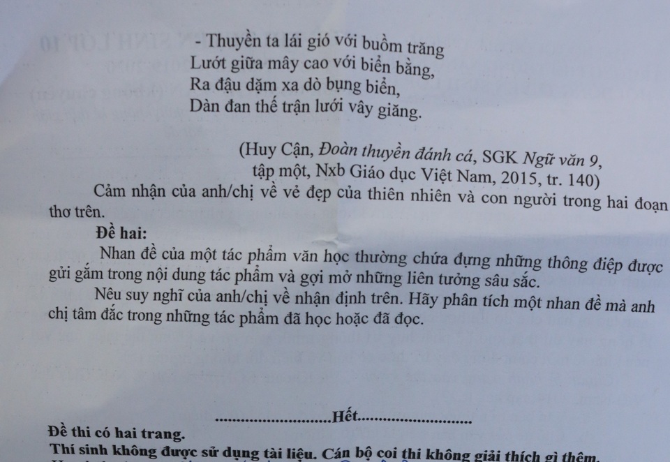 Đề thi môn Văn vào lớp 10 trường Phổ thông Năng khiếu (ĐH Quốc gia TP.HCM) - 3 Đề thi môn Văn vào lớp 10 trường Phổ thông Năng khiếu (ĐH Quốc gia TP.HCM) - 3