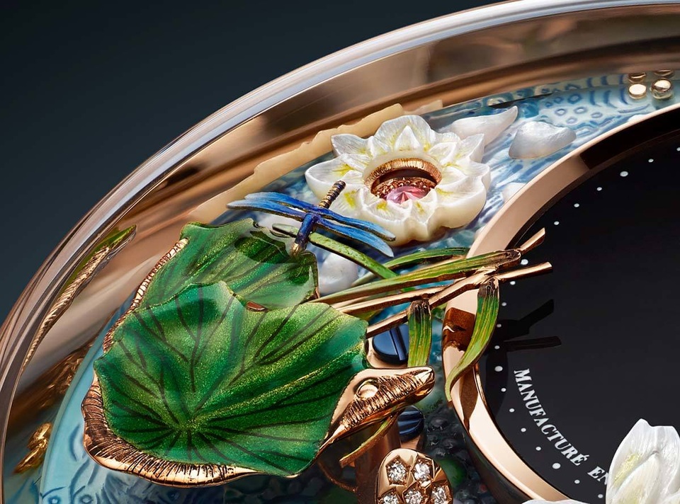 Jaquet Droz đưa bức hoạ động đầm sen lên đồng hồ Magic Lotus Automaton - 5 Jaquet Droz đưa bức hoạ động đầm sen lên đồng hồ Magic Lotus Automaton - 5