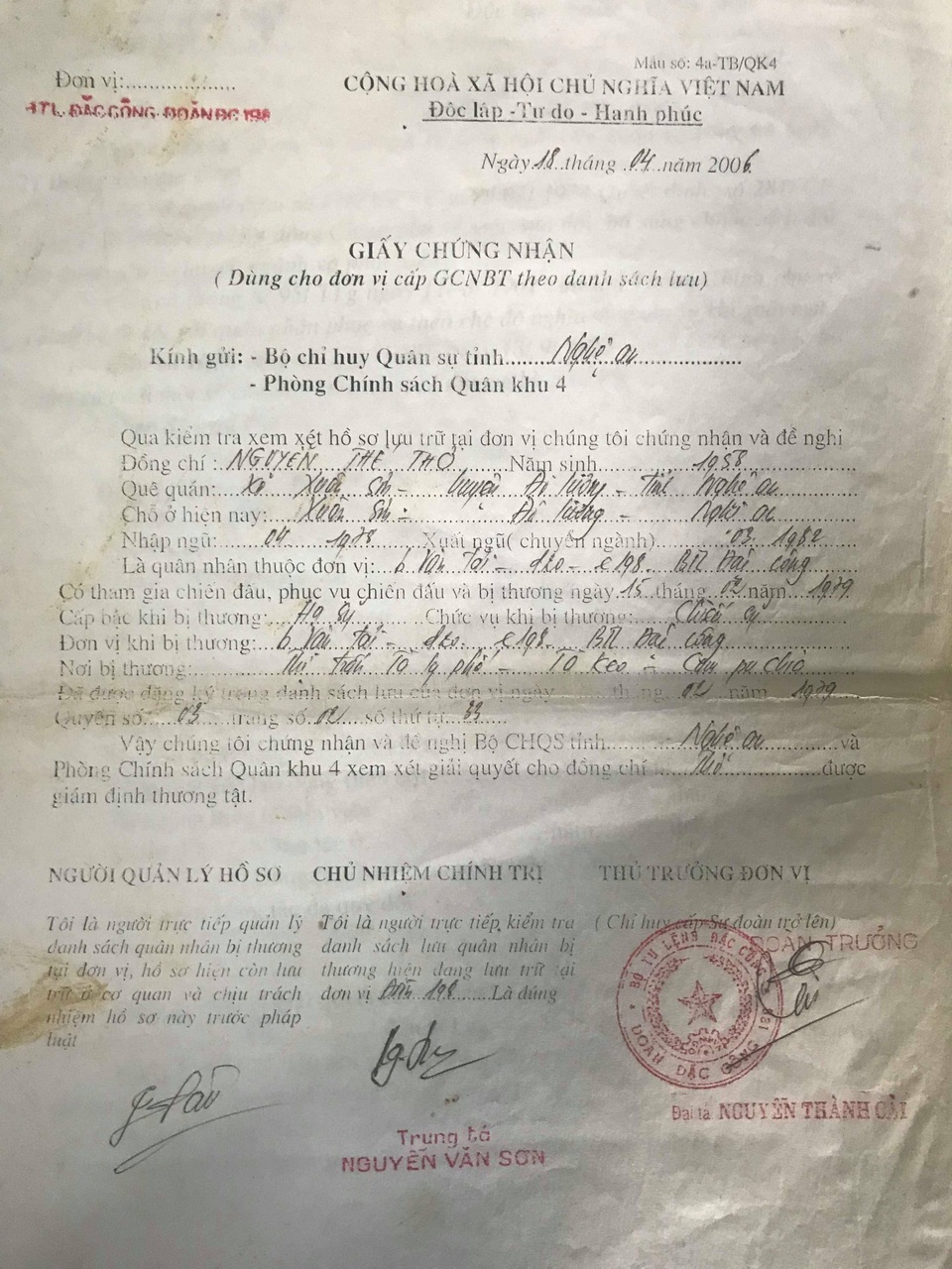 Nghệ An: Bị “kết án” thương binh giả, người cựu binh đội đơn kêu cứu - 10 Nghệ An: Bị “kết án” thương binh giả, người cựu binh đội đơn kêu cứu - 10