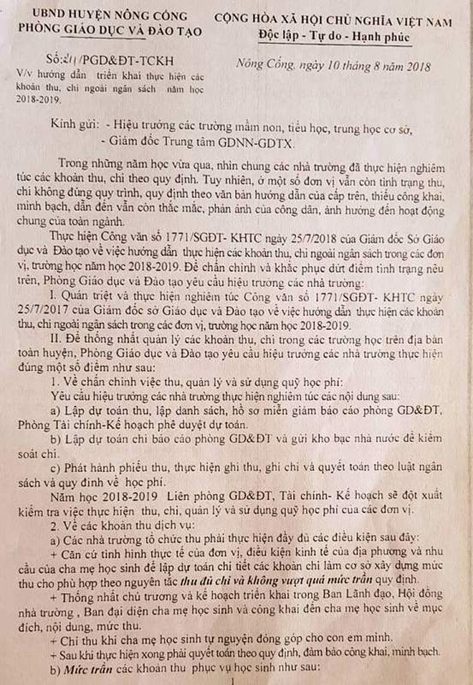 Nhà trường trả lại hàng trăm triệu đồng tiền thu buổi 2 cho phụ huynh - 1