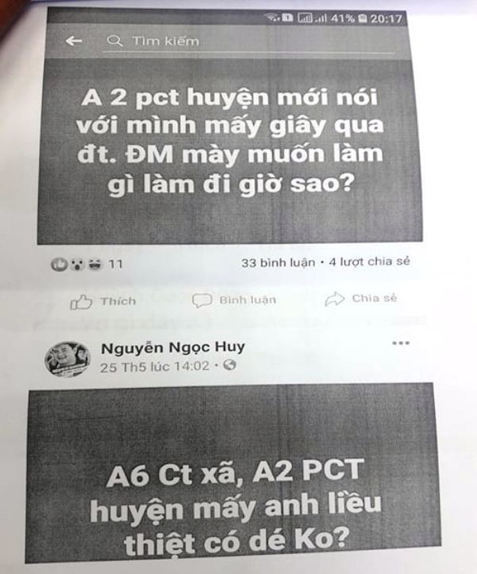 Cho rằng bị xúc phạm trên Facebook, Phó Chủ tịch huyện kiện cán bộ tỉnh - 3 Cho rằng bị xúc phạm trên Facebook, Phó Chủ tịch huyện kiện cán bộ tỉnh - 3