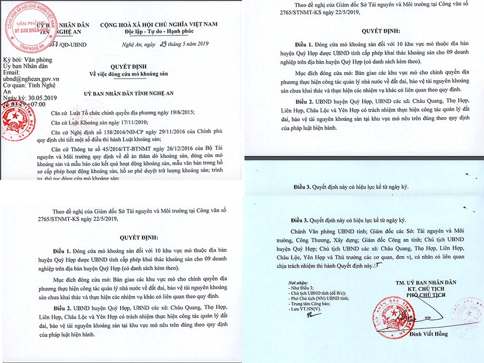 10 khu vực mỏ khoáng sản chính thức bị đóng cửa tại Nghệ An - 1 10 khu vực mỏ khoáng sản chính thức bị đóng cửa tại Nghệ An - 1