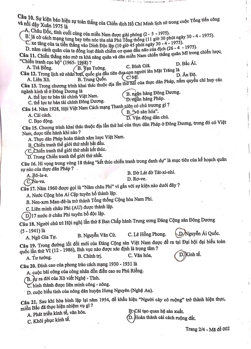 Đề thi, gợi ý đáp án môn Lịch sử lớp 10 của Hà Nội năm 2019 - 2 Đề thi, gợi ý đáp án môn Lịch sử lớp 10 của Hà Nội năm 2019 - 2