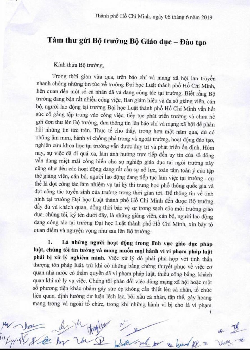 Bất ổn tại trường ĐH Luật TPHCM: Thêm tâm thư gửi Bộ trưởng - 1 Bất ổn tại trường ĐH Luật TPHCM: Thêm tâm thư gửi Bộ trưởng - 1