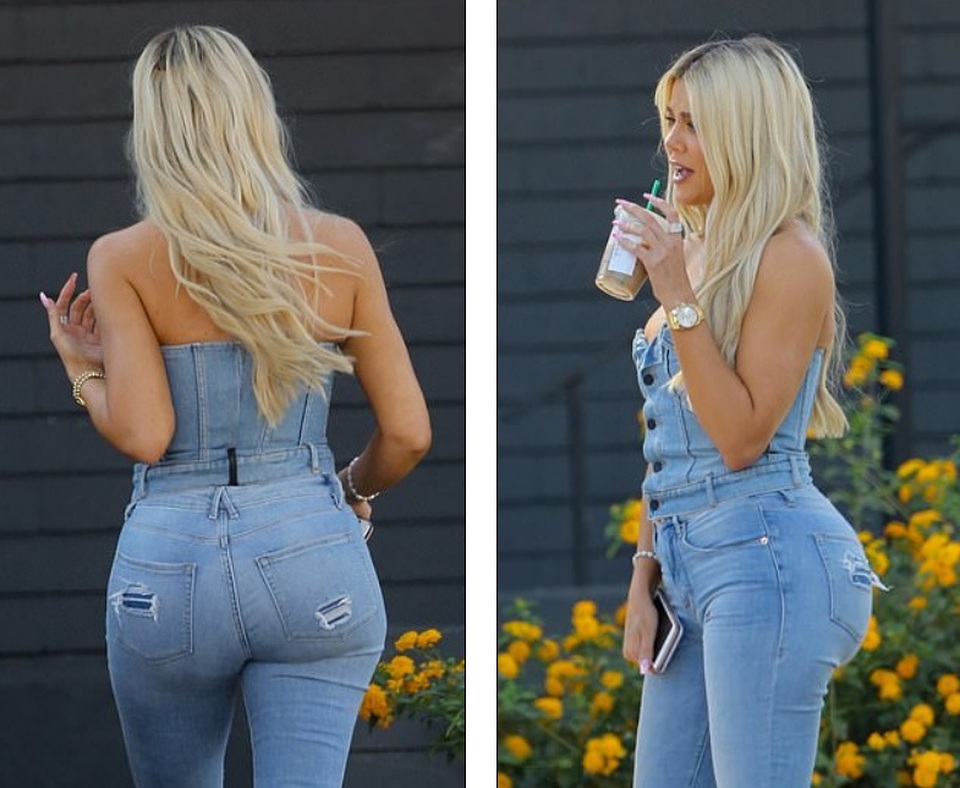 Khloe Kardashian diện cây đồ Jeans khoe thân hình bốc lửa - 4