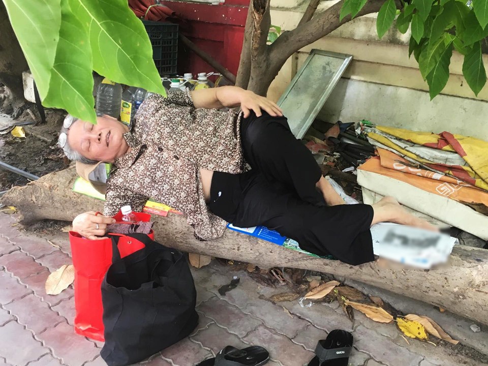 Cụ bà Sài Gòn ngả lưng trên thân cây khô chờ cháu ngoại đi thi - 1 Cụ bà Sài Gòn ngả lưng trên thân cây khô chờ cháu ngoại đi thi - 1