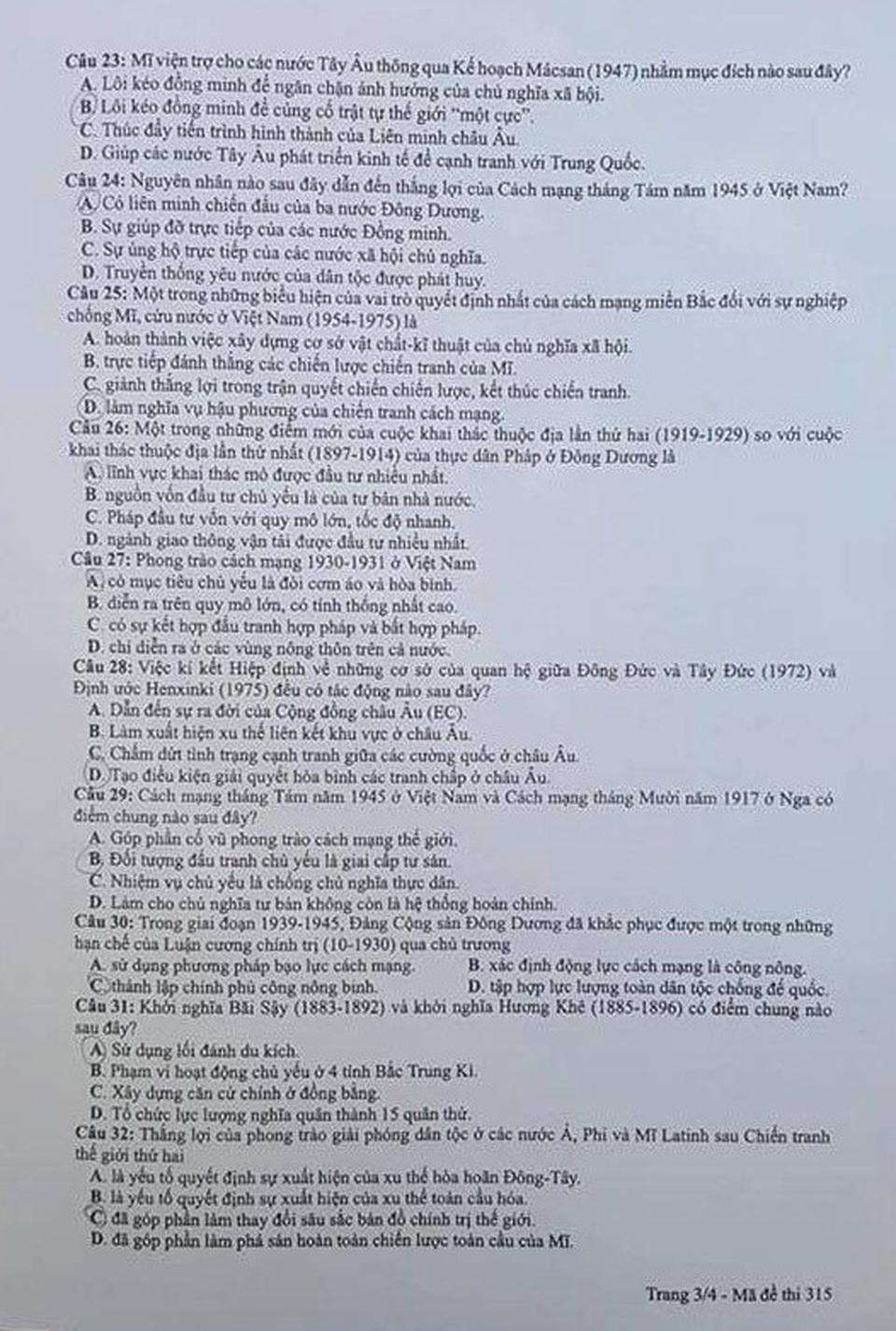 Môn Lịch sử - Đề thi và đáp án chính thức THPT quốc gia 2019 - 4 Môn Lịch sử - Đề thi và đáp án chính thức THPT quốc gia 2019 - 4