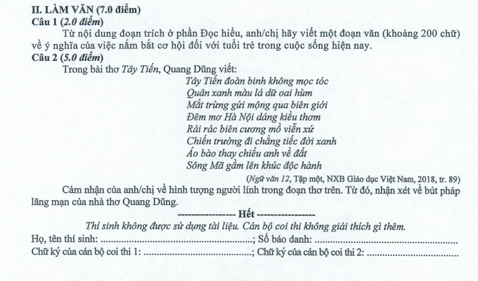 Bộ GD-ĐT công bố đáp án môn Ngữ Văn THPT quốc gia 2019 - 3 Bộ GD-ĐT công bố đáp án môn Ngữ Văn THPT quốc gia 2019 - 3