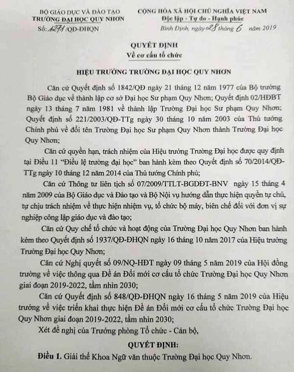 Trường ĐH Quy Nhơn giải thể hàng loạt khoa cho phù hợp nhu cầu mới - 2