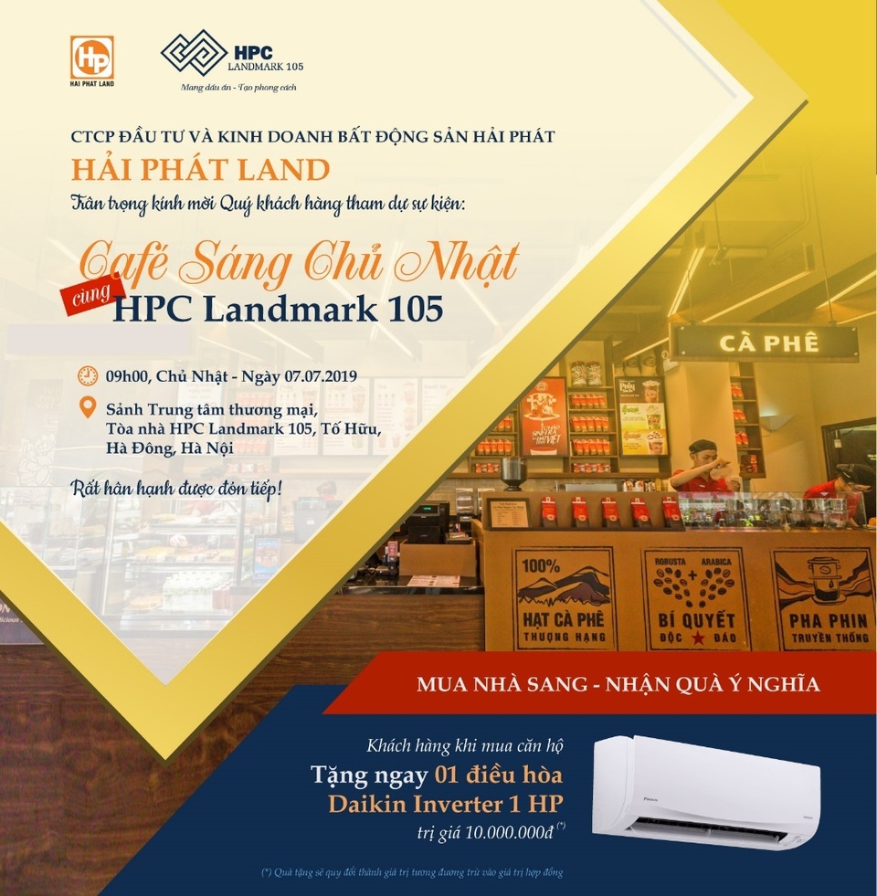 Ưu đãi chưa từng có cho người mua căn hộ HPC Landmark 105 Hà Đông tại sự kiện Café sáng Chủ Nhật - 1 Ưu đãi chưa từng có cho người mua căn hộ HPC Landmark 105 Hà Đông tại sự kiện Café sáng Chủ Nhật - 1