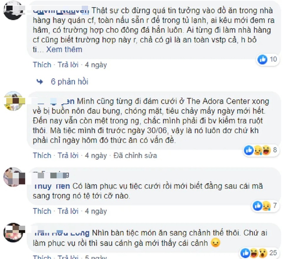 Vụ hàng trăm thực khách nghi bị ngộ độc: Trung tâm tổ chức tiệc đối mặt với làn sóng tẩy chay - 5 Vụ hàng trăm thực khách nghi bị ngộ độc: Trung tâm tổ chức tiệc đối mặt với làn sóng tẩy chay - 5