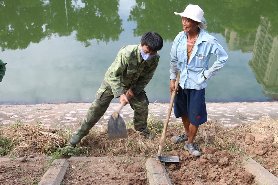 Bờ kè sông Tô Lịch được phủ xanh bằng cỏ lá tre - 2 Bờ kè sông Tô Lịch được phủ xanh bằng cỏ lá tre - 2
