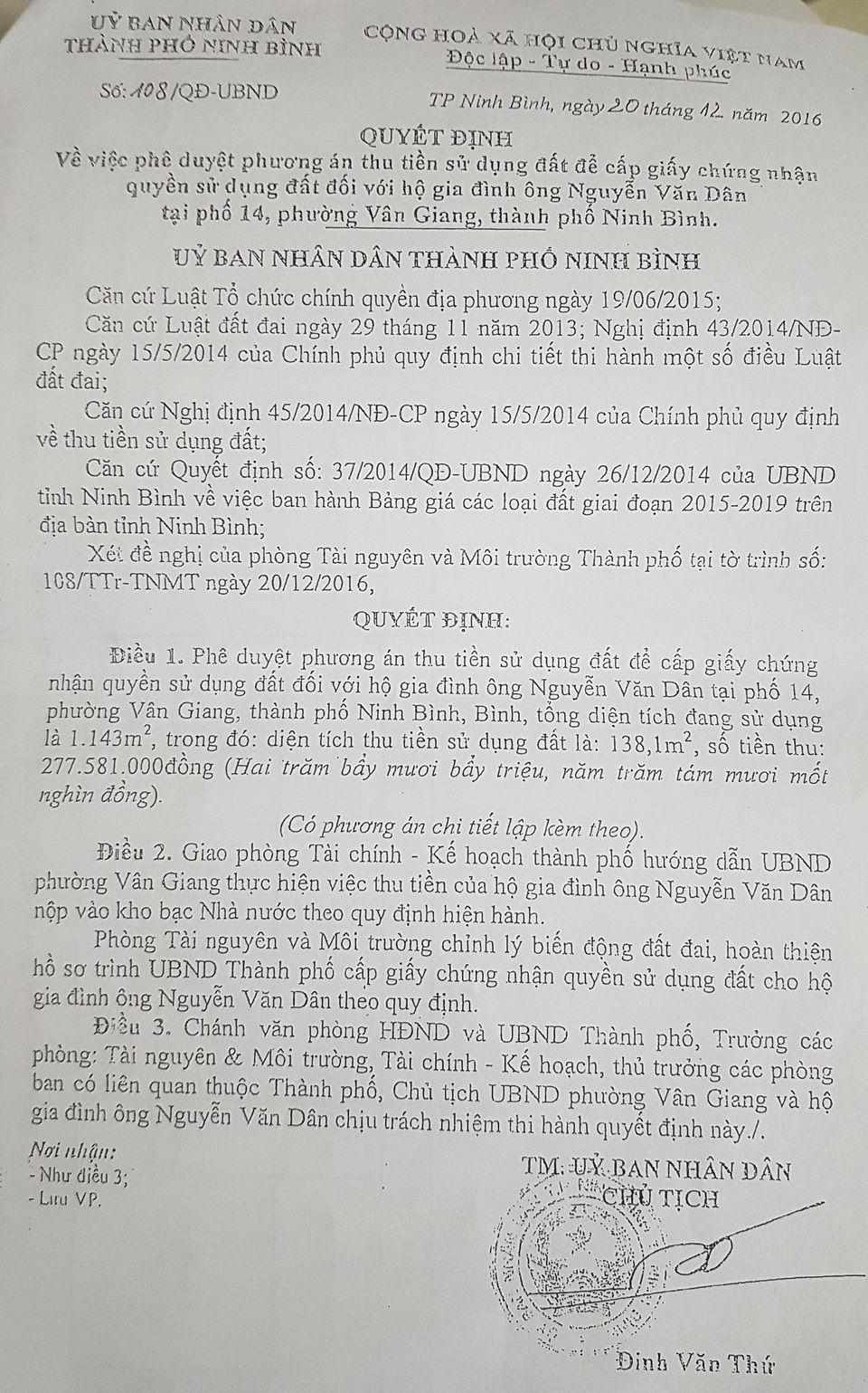 UBND thành phố Ninh Bình “chữa cháy” việc hoá giá đất công giá “bèo” thế nào? - 1 UBND thành phố Ninh Bình “chữa cháy” việc hoá giá đất công giá “bèo” thế nào? - 1