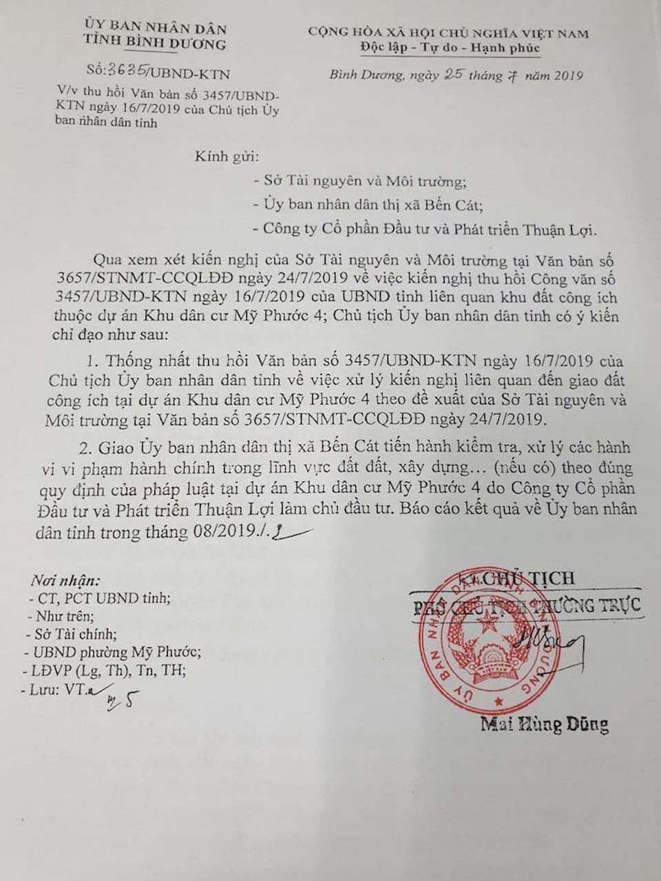 Trong 10 ngày, Bình Dương giao - thu hồi cùng 1 lô đất công ích - 2 Trong 10 ngày, Bình Dương giao - thu hồi cùng 1 lô đất công ích - 2
