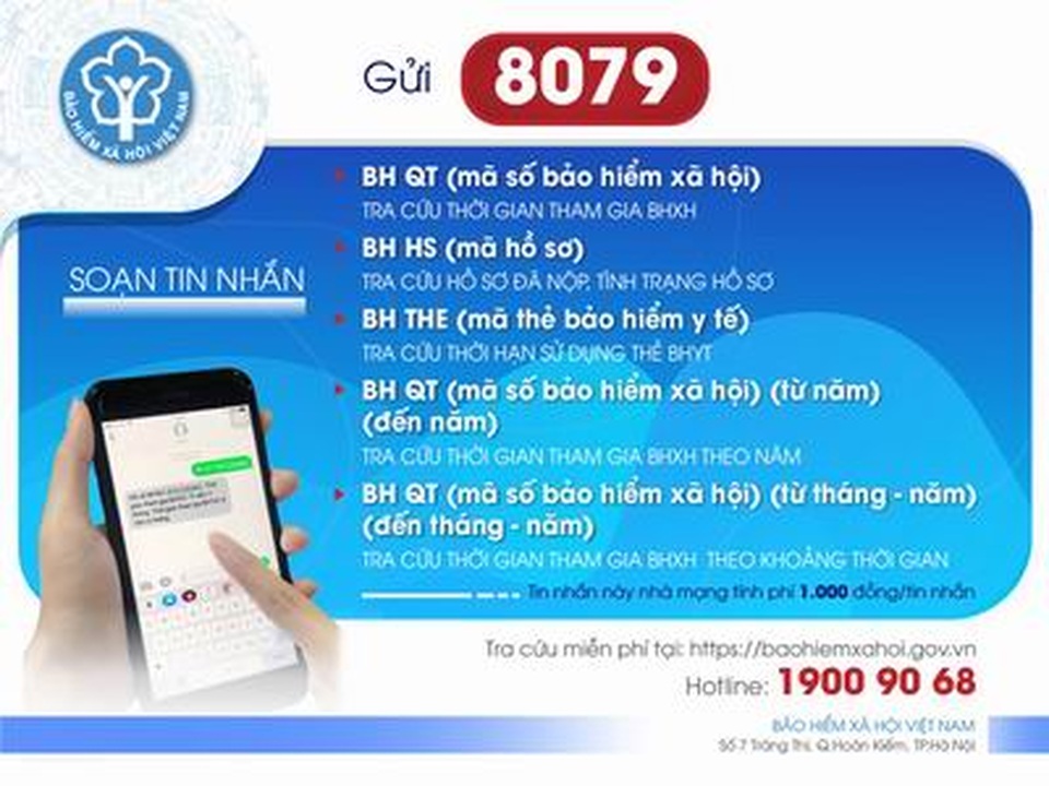 Tra cứu thông tin BHXH, BHYT qua đầu số 8079 - 1