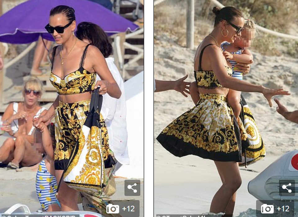 Irina Shayk sành điệu bế con ra biển - 8