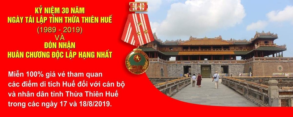 Miễn vé tham quan di tích cho người dân Thừa Thiên Huế nhân 30 năm ngày tái lập tỉnh - 1 Miễn vé tham quan di tích cho người dân Thừa Thiên Huế nhân 30 năm ngày tái lập tỉnh - 1