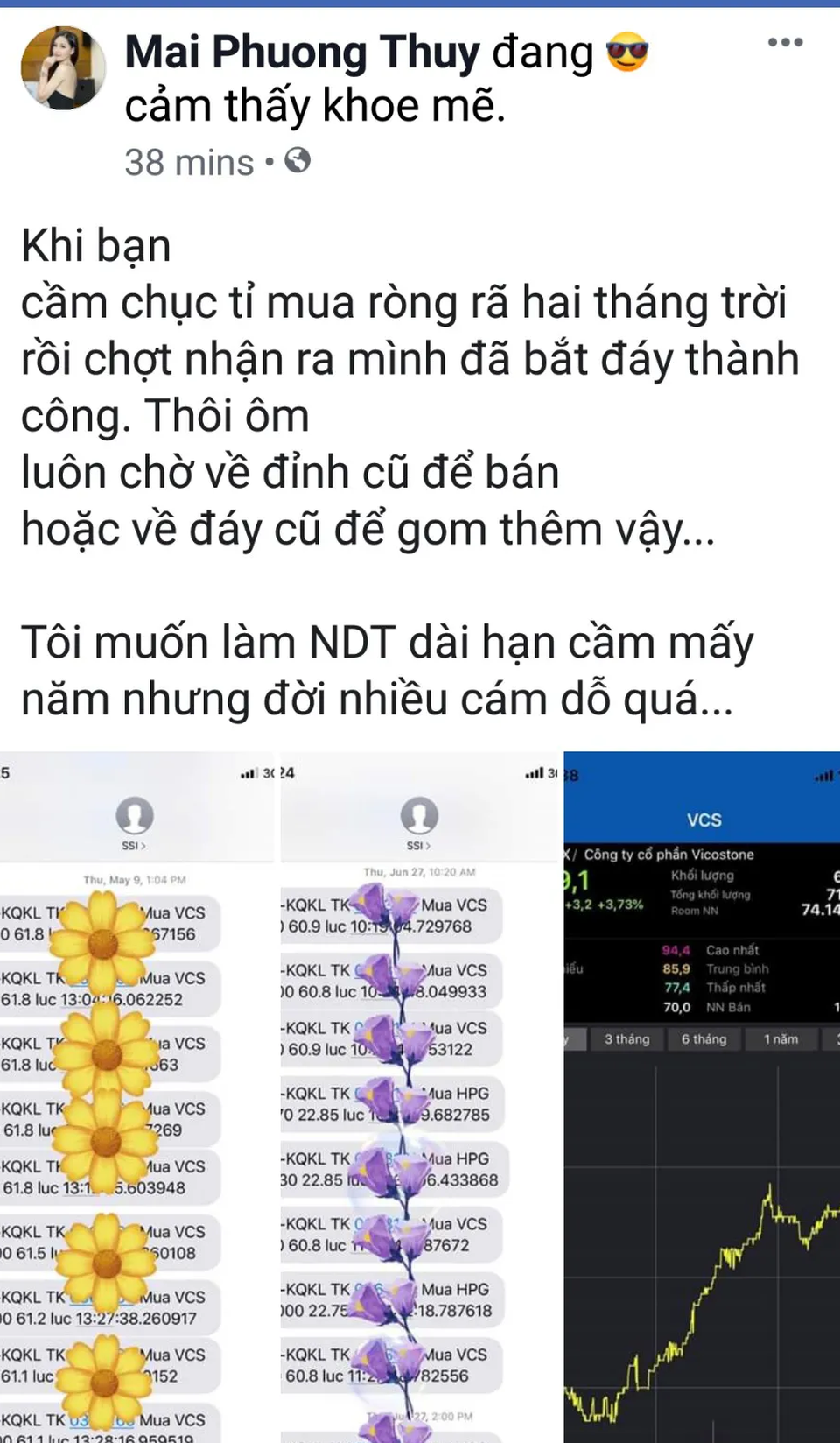 Mai Phương Thuý “khoe mẽ”: Cầm cả chục tỷ đồng “bắt đáy” cổ phiếu và “trúng đáy” - 1 Mai Phương Thuý “khoe mẽ”: Cầm cả chục tỷ đồng “bắt đáy” cổ phiếu và “trúng đáy” - 1
