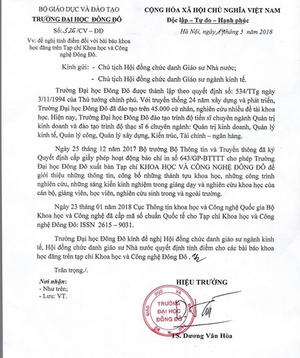 Vì sao Hội đồng Giáo sư Nhà nước phê duyệt tạp chí khoa học trường ĐH Đông Đô vào danh mục tính điểm? - 2 Vì sao Hội đồng Giáo sư Nhà nước phê duyệt tạp chí khoa học trường ĐH Đông Đô vào danh mục tính điểm? - 2