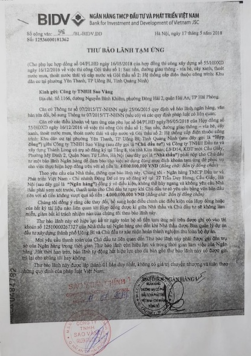 Một doanh nghiệp đề nghị làm rõ nghĩa vụ bảo lãnh của Ngân hàng BIDV chi nhánh Đông Đô - 1 Một doanh nghiệp đề nghị làm rõ nghĩa vụ bảo lãnh của Ngân hàng BIDV chi nhánh Đông Đô - 1