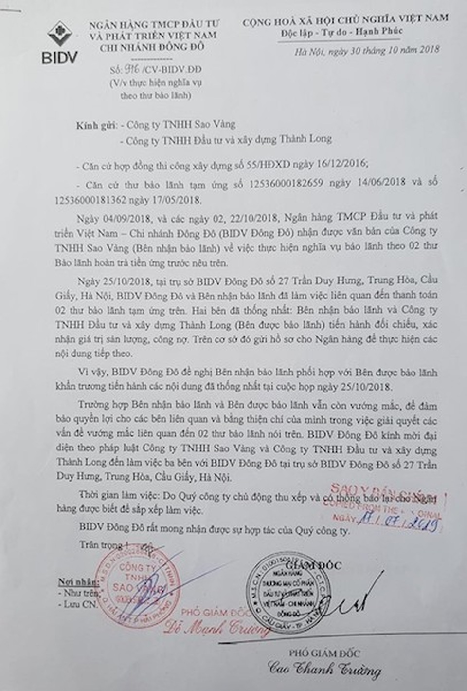 Một doanh nghiệp đề nghị làm rõ nghĩa vụ bảo lãnh của Ngân hàng BIDV chi nhánh Đông Đô - 6 Một doanh nghiệp đề nghị làm rõ nghĩa vụ bảo lãnh của Ngân hàng BIDV chi nhánh Đông Đô - 6