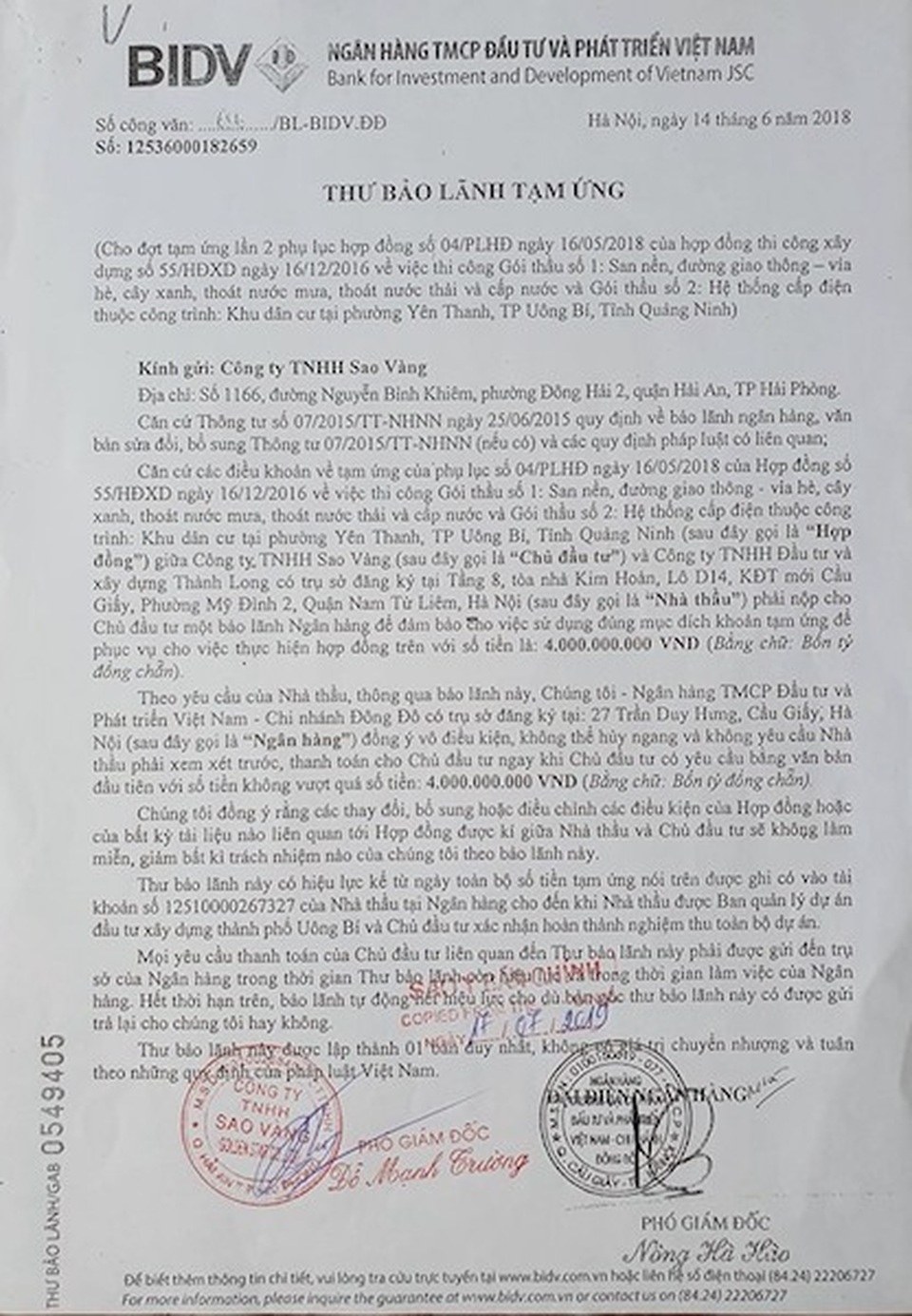 Một doanh nghiệp đề nghị làm rõ nghĩa vụ bảo lãnh của Ngân hàng BIDV chi nhánh Đông Đô - 2 Một doanh nghiệp đề nghị làm rõ nghĩa vụ bảo lãnh của Ngân hàng BIDV chi nhánh Đông Đô - 2